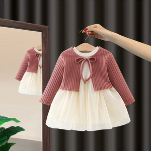 婴儿女童春装连衣裙小宝宝纯棉两件套0-4岁3小童装秋季时尚公主裙