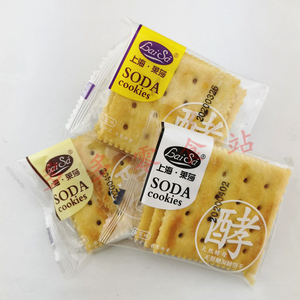 3件包邮 上海莱莎SODA苏打饼干无蔗糖发酵饼干奶盐芝麻香葱味500g