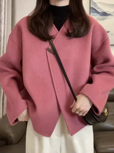 双面羊绒毛呢子大衣外套女2024春秋季新款短款高级感赫本风小个子