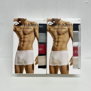 CK Calvin Klein男士平角内裤四角舒适纯棉5条盒装经典纯色中腰