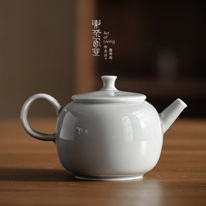 冰灰釉陶瓷工夫茶具灰色百搭日式茶壶半手工泡茶器水平壶手执单壶
