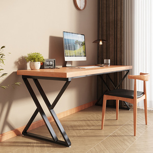 X型桌腿实木台式电脑桌家用简约现代书桌北欧写字台简易办公桌子