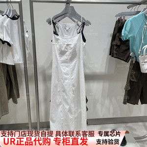 UR专柜国内正品代购女装2024夏季蝴蝶结白色吊带连衣裙 UWU740094