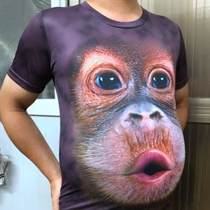 抖音大黑猩猩3dt恤 动物图案恶搞笑3D短袖t恤男 猴子立体印花体恤