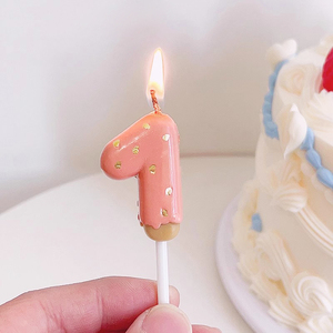 粉色草莓饼干数字生日巧克力蜡烛小仙女甜美可爱派对蛋糕装饰周岁