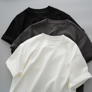 莱赛尔+棉混纺 250g男士短袖圆领T恤 夏季基础款纯色半袖打底衫k