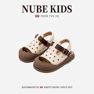 英国NUBEKIDS童鞋女童凉鞋夏季新款韩式包头宝宝平底软底沙滩鞋子