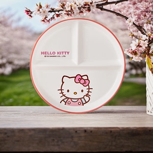 三丽鸥helloKitty联名分格餐盘颜值陶瓷可爱儿童定量早餐餐碟家用