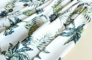 外贸吊带连衣裙弹力修身菠萝凤梨椰子树叶印花欧美风叠穿海岛风情