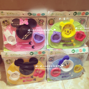 日本代购锦化成迪士尼儿童餐盘碗宝宝餐具套装米奇米妮唐老鸭维尼