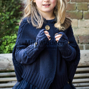 英国进口Angel's Face春秋冬女童柔软舒适双排扣毛线针织斗篷披风