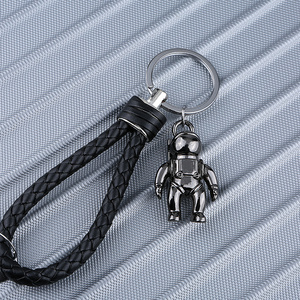 漫步月球宇航员编织绳钥匙扣钥匙链挂件男女生日礼物金属吊坠刻字