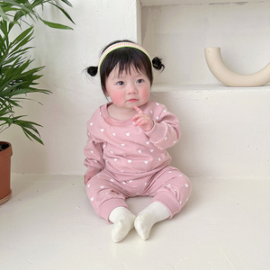 ins韩版婴儿家居服套装婴幼儿衣服春秋分体两件套女宝宝宽松睡衣