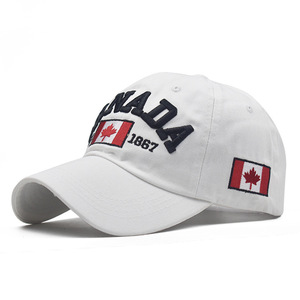 纯棉加拿大英文刺绣棒球帽可调节老爹帽鸭舌帽子CANADA dad hat
