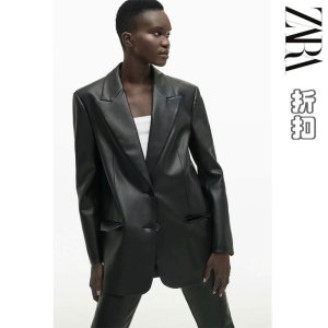 1255703 UR ZARA COS 新款女装仿皮宽松西装休闲外套 01255703800