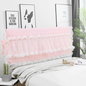 夹棉加厚蕾丝床头罩公主风单件床头套纯色床头保护套防尘可定做