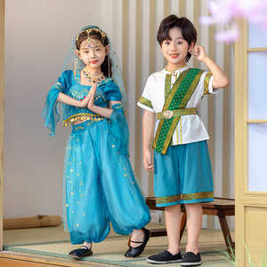 傣族服装男女童演出服六一儿童泰国云南少数民族服饰兄妹西双版纳