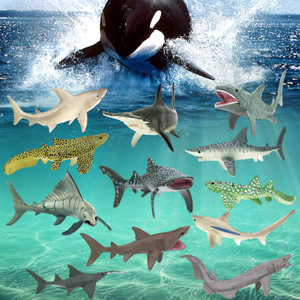 鲨鱼玩具章鱼姥鲨巨口鲨虎鲸长尾鲨大白鲨座头鲸儿童海洋动物模型