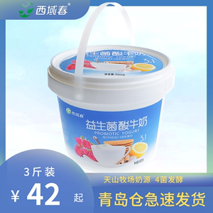 新疆西域春无添加剂1.5公斤三斤大圆桶装健身水果捞益生菌老酸奶