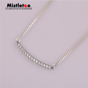 槲寄生Mistletoe S925银 白钻弧度项链