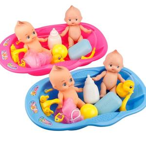 宝宝洗澡娃娃浴盆娃娃戏水玩具组合小浴盆儿童仿真过家家玩具女孩