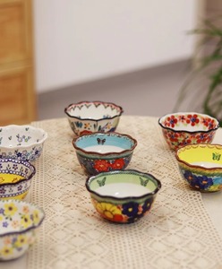 浪漫与歌 | 出口韩国手绘波兰高温瓷风家用陶瓷米饭碗小汤碗