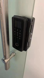指纹智能办公室玻璃门锁免打孔缺口密码锁指纹锁高隔间免打孔门锁