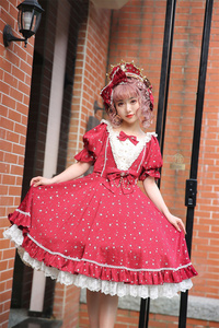 草莓巫女 夏季原创lolita设计仲夏星河烫银纯色op jsk 连衣裙
