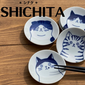 现货日本进口美浓烧青花釉下彩可爱猫咪酱油碟豆皿小盘子餐具