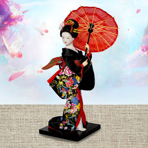 日本人形摆设9寸日式绢人摆件工艺品日本人偶艺妓和服仕女娃娃