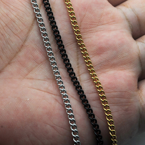 钛钢项链男女通用不锈钢饰品配件侧身链吊坠配链链子扭链链条黑色