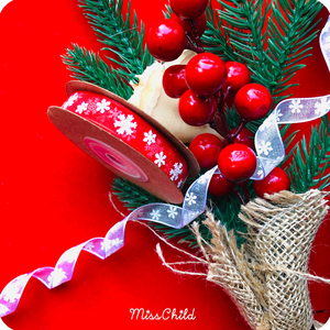 10米圣诞节礼物包装透明雪花丝带 礼品纸盒纸袋派对装饰丝带1cm宽