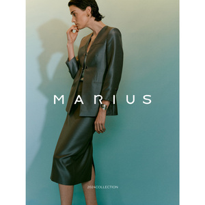 MARIUS |“大女主”奢牌雕塑感進口三醋酸通勤套装西装外套半身裙
