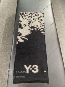Y-3代购y3秋冬2022新款豹纹大logo绵羊毛保暖围脖围巾HM8324