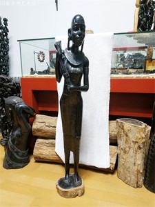 非洲黑木雕人物  少女人像  肯尼亚家居民宿红木收藏摆件