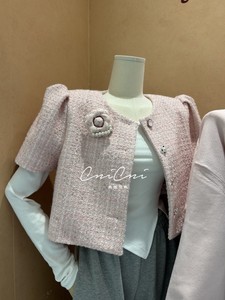 BY FLOW韩国代购东大门2024春季新款女装时尚减龄小香风短袖外套