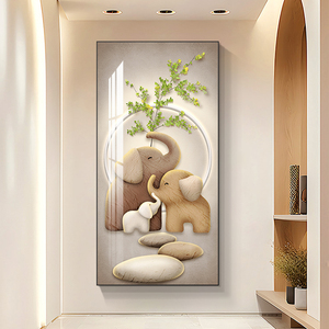 玄关装饰画大象高级感现代简约入户走廊尽头挂画正对门过道墙壁画