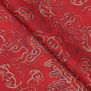 原创品牌高端麻料中国元素数码印花苎麻宽松袍子连衣裙服装布料薄