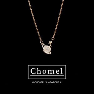 新加坡chomel项链女生土星球银轻奢小众锁骨链玫瑰金精致生日礼物