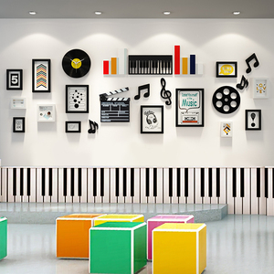 音乐教室墙面装饰文化墙布置潮流钢琴音符挂饰软装墙贴琴行装饰品