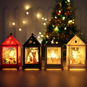 圣诞节装饰风灯LED电子蜡烛煤油派对发光老人雪人手提梦幻小夜灯