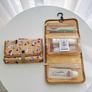 日本订单卡通化妆包悬挂洗漱包可视网格便携可折叠帆布