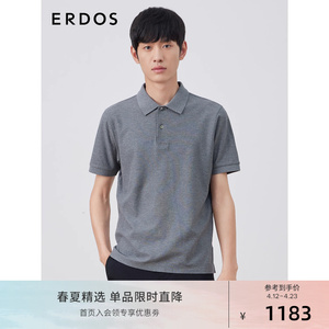 ERDOS 春夏男士polo领短袖修身薄款T恤丝棉混纺商务休闲上装清爽