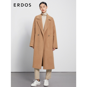 【3期免息】ERDOS 秋冬无染色驼绒双面大衣落肩袖中长款外套女