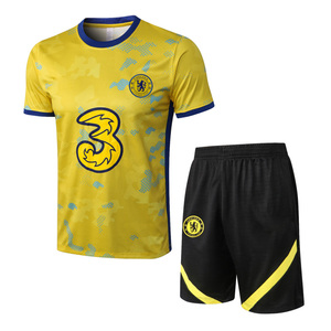 切尔西2223短袖足球服训练服球衣黄色足球五分短裤带兜球迷大码男