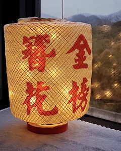 新年春节元宵传统非遗竹丝油纸（东阳行灯）古风手绘竹编灯笼发光