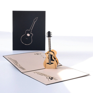 生日立体贺卡音乐韩国创意3d吉他diy纸雕高档送男生朋友小卡片