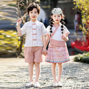 六一儿童表演服少数民族演出服男童中国风女童舞蹈服傣族苗族园服
