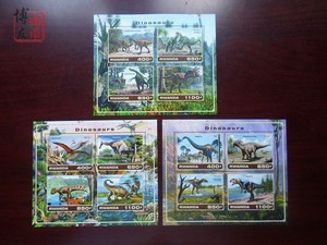 外国邮票 史前动物恐龙大型邮票小型张 3张 215