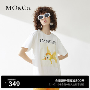 MOCO春夏新品迪士尼匹诺曹系列卡通圆领短袖T恤上衣女纯棉T